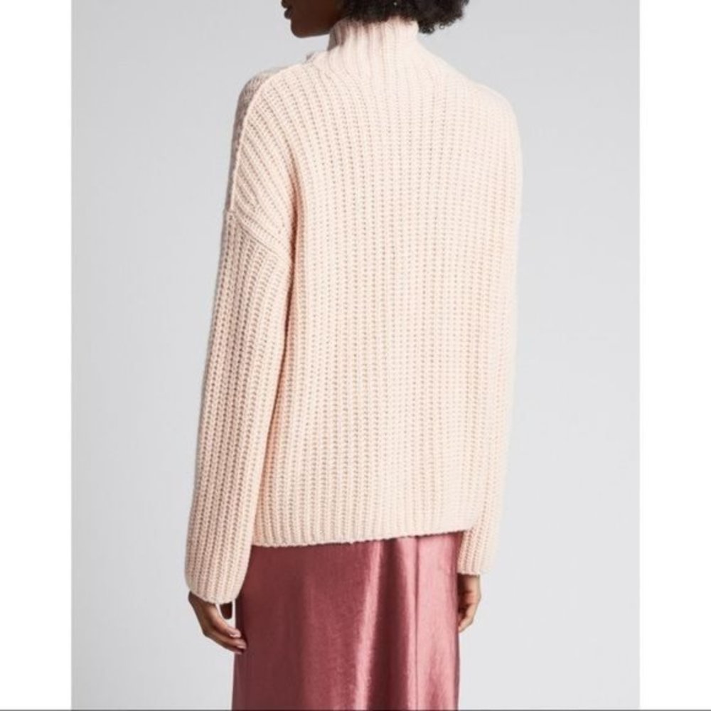 Vince Lofty Rib Knit Drop Sleeve Wool & Cashmere Blend Chunky Turtleneck Sweater - Picture 8 of 16